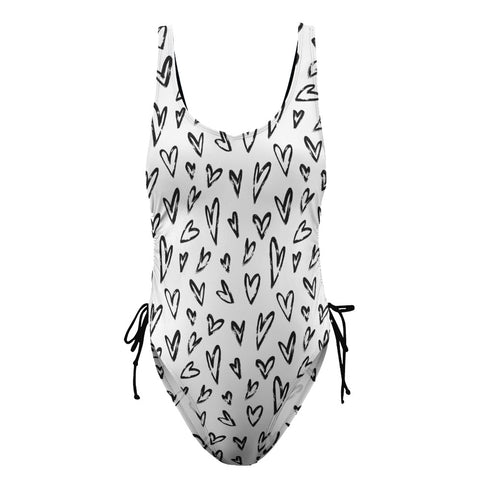 Crazy-Hearts-Women's-One-Piece-Swimsuit-White-Product-Front-View