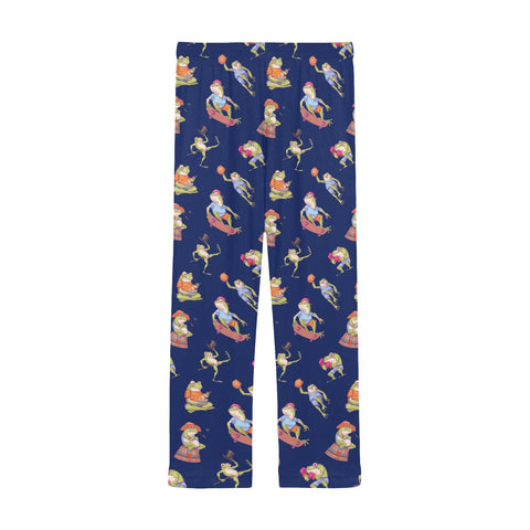 Frogs-in-Action-Mens-Pajama-Blue-Back-View