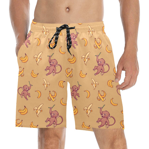 Baby-Monkey-Mens-Swim-Trunks-Mustard-Model-Front-View