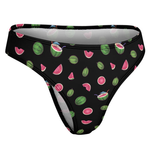 Watermelon-Womens-Thong-Black-Product-Side-View
