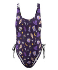 Witch-Core-Women's-One-Piece-Swimsuit-Dark-Purple-Product-Front-View