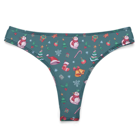 Christmas-Women's-Thong-Teal-Product-Front-View