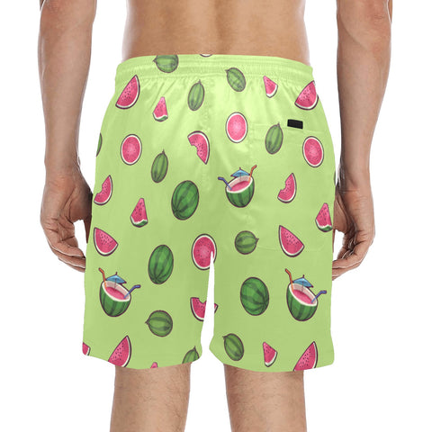 Watermelon-Mens-Swim-Trunks-Lime-Green-Model-Back-View