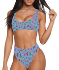 Strawberry-Womens-Bikini-Set-Cornflower-Blue-Model-Front-View