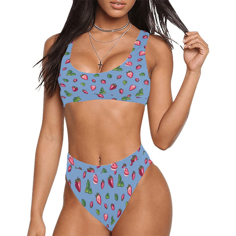 Strawberry-Womens-Bikini-Set-Cornflower-Blue-Model-Front-View