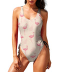 Flamingo-Women's-One-Piece-Swimsuit-Cream-Model-Front-View