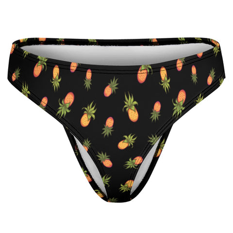 Pineapple-Womens-Thong-Black-Product-Front-View