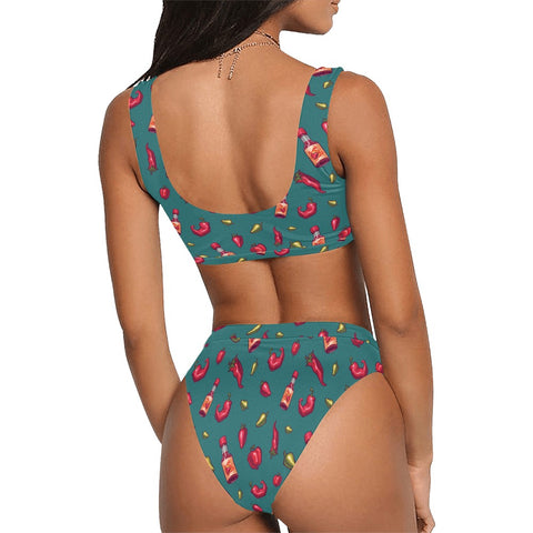 Spicy-Womens-Bikini-Set-Teal-Model-Back-View