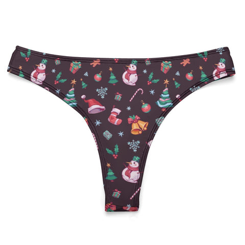 Christmas-Women's-Thong-Eggplant-Product-Front-View