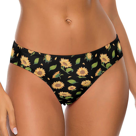 Sunflower-Womens-Thong-Black-Model-Front-View