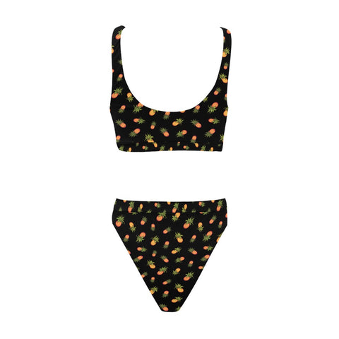 Pineapple-Women's-Two-Piece-Bikini-Black-Back-View