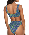 Jungle-Flower-Womens-Bikini-Set-Blue-Purple-Model-Back-View
