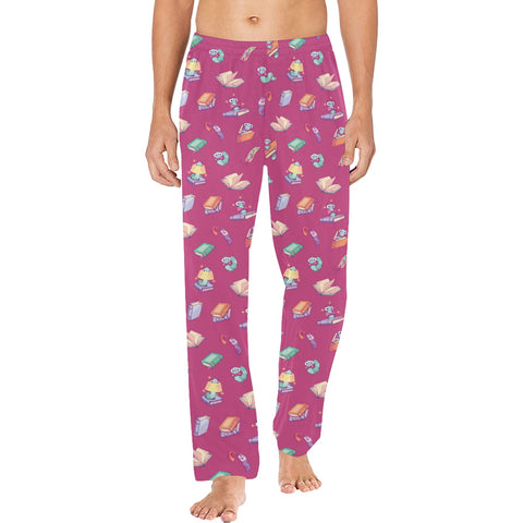 Book-Worm-Men's-Pajamas-Magenta-Model-Front-View