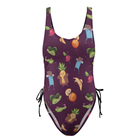 Flirty-Fruit-Women's-One-Piece-Swimsuit-Black-Eggplant-Product-Front-View