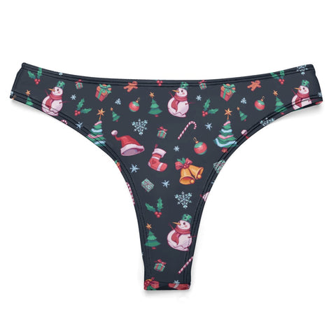 Christmas-Women's-Thong-Charcoal-Product-Front-View