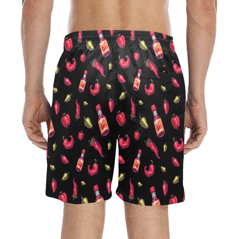 Spicy-Mens-Swim-Trunks-Black-Model-Back-View