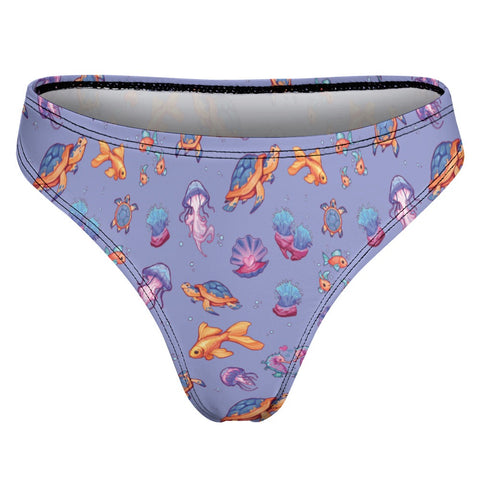 Sea-Life-Womens-Thong-Lavender-Model-Back-View