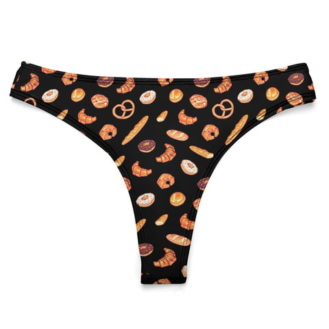Sweet-Treats-Womens-Thong-Black-Product-Front-View