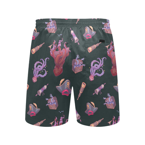 Shiver-Me-Timbers-Men's-Swim-Trunks-Dark-Green-Back-View