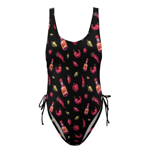 Spicy-Womens-One-Piece-Swimsuit-Black-Product-Front-View