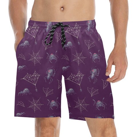 Black-Widow-Men's-Swim-Trunks-Dark-Purple-Model-Fornt-View