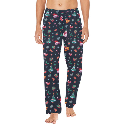 Christmas-Mens-Pajama-Grey-Blue-Model-Front-View