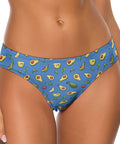 Happy-Avocado-Womens-Thong-Blue-Model-Front-View