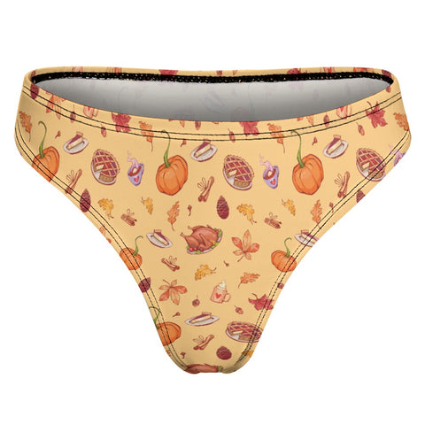 Thanks-Giving-Women's-Thong-Yellow-Product-Back-View