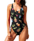 Flirty-Fruit-Women's-One-Piece-Swimsuit-Black-Model-Front-View