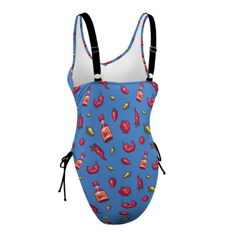 Spicy-Womens-One-Piece-Swimsuit-Blue-Product-Side-View