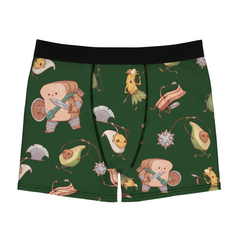 Food-Fight-Mens-Boxer-Briefs-Forest-Green-Front-View