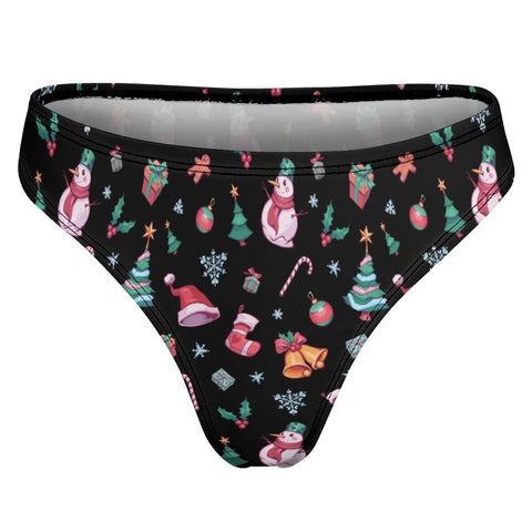 Christmas-Women's-Thong-Black-Product-Back-View