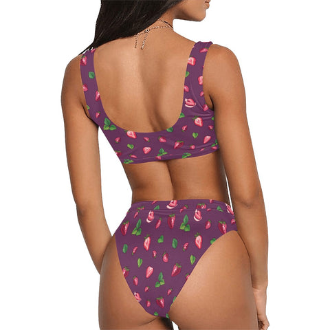 Strawberry-Womens-Bikini-Set-Plum-Model-Back-View