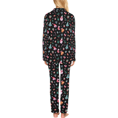 Christmas-Womens-Pajama-Black-Back-View