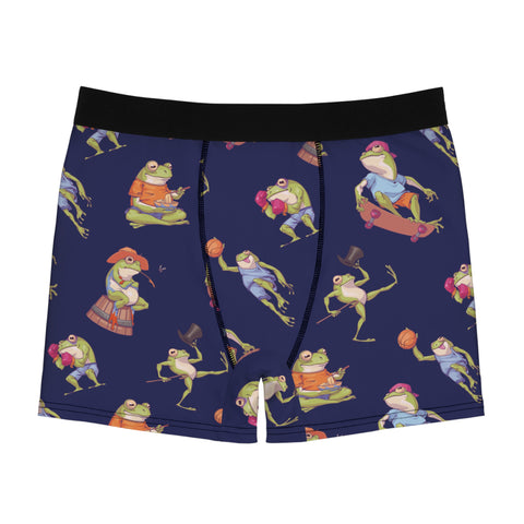Frogs-Doing-Things-Men's-Boxer-Briefs-Dark-Blue-Product-Front-View