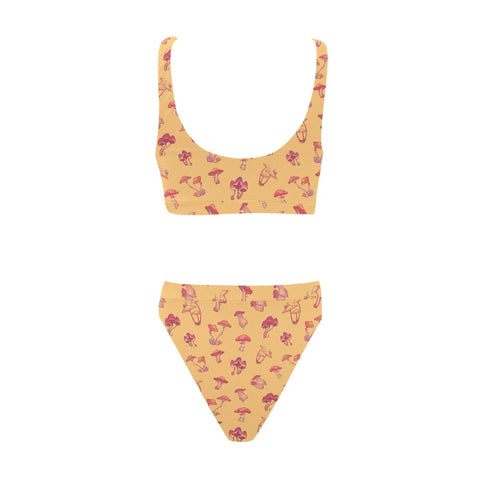 Mushroom-Womens-Bikini-Set-Yellow-Back-View