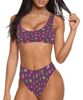 Watermelon-Womens-Bikini-Set-Dark-Purple-Model-Front-View