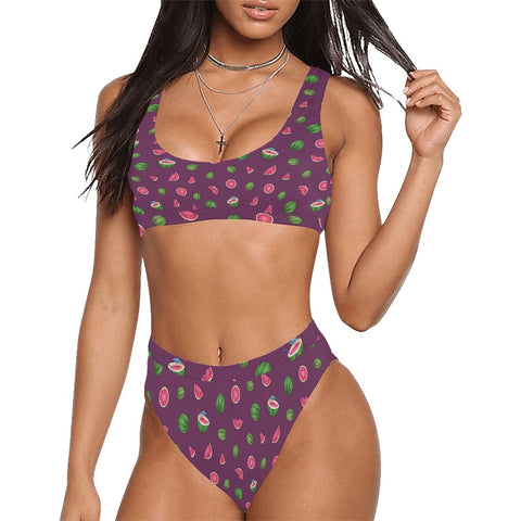 Watermelon-Womens-Bikini-Set-Dark-Purple-Model-Front-View
