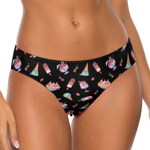 Banana-Split-Womens-Thong-Black-Model-Front-View