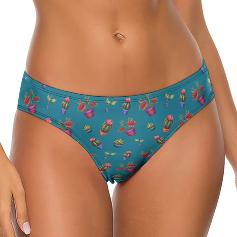 House-Plant-Womens-Thong-Teal-Model-Front-View