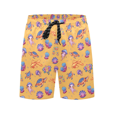 Sea-Life-Mens-Swim-Trunks-Orange-Front-View