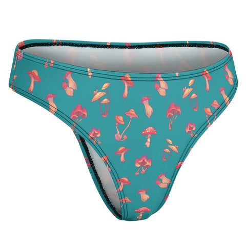 Mushroom-Women's-Thong-Teal-Product-Side-View