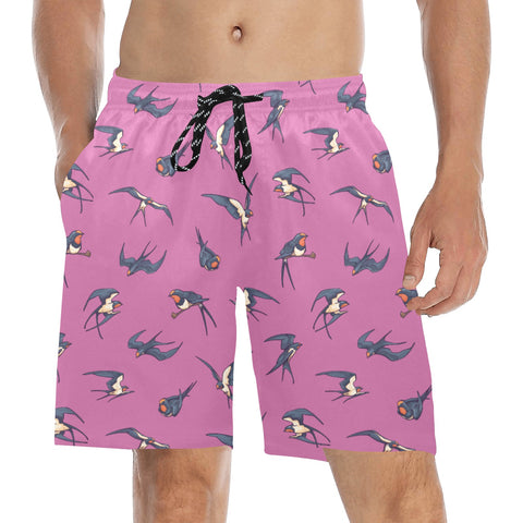 Sparrow-Mens-Swim-Trunks-Pink-Model-Front-View