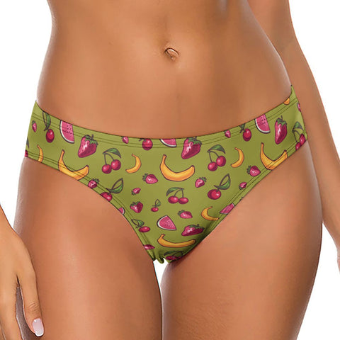 Fruit-Punch-Women's-Thong-Olive-Green-Model-Front-View