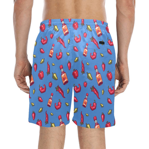 Spicy-Mens-Swim-Trunks-Blue-Model-Back-View