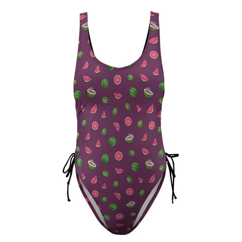 Watermelon-Womens-One-Piece-Swimsuit-Plum-Product-Front-View