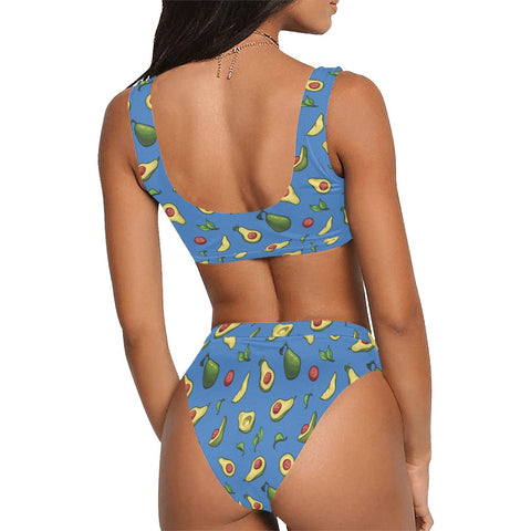 Happy-Avocado-Womens-Bikini-Set-Blue-Model-Back-View