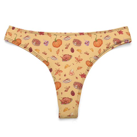 Thanks-Giving-Women's-Thong-Yellow-Product-Front-View