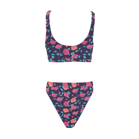 Painted-Roses-Womens-Bikini-Set-Purple-Back-View
