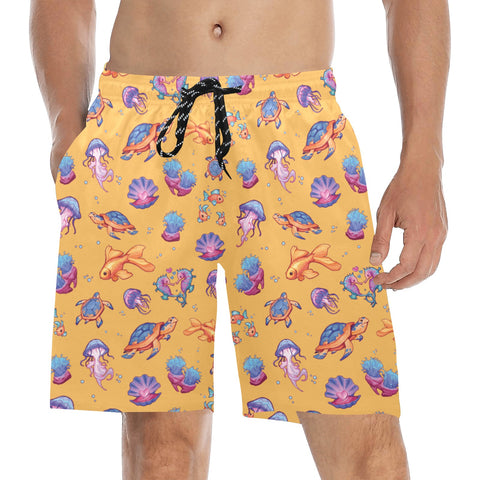 Sea-Life-Mens-Swim-Trunks-Orange-Model-Front-View